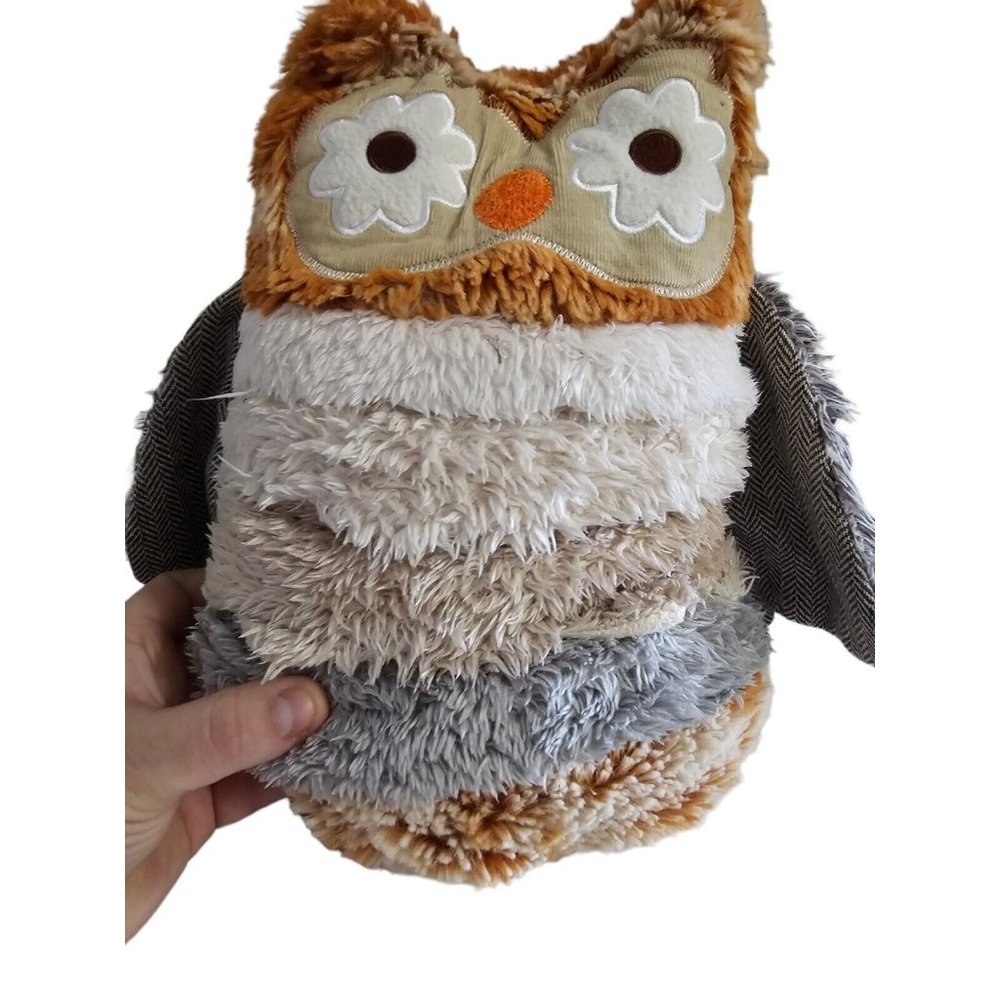 Pier 1 One Imports Sophie Owl Bird Brown Fall Flower Eyes Plush Pillow 14”